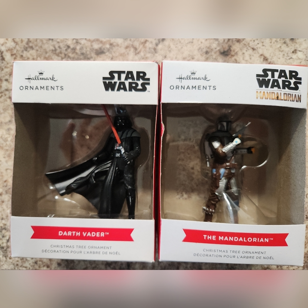 Hallmark Star Wars Mandalorian & Darth Vader  Christmas Ornaments Set Of 2 New